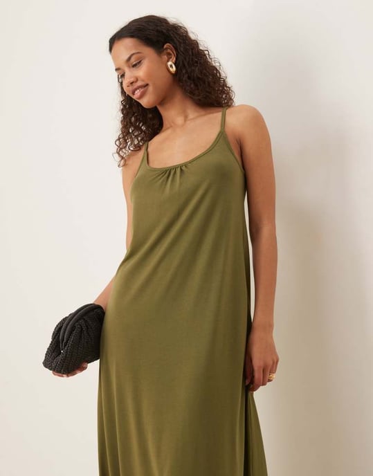 JDY camisole maxiklänning i khaki - Image 4