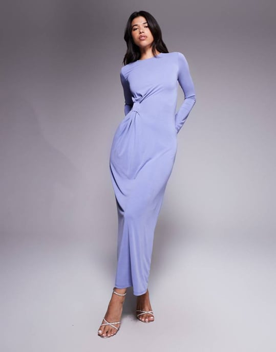 ASOS DESIGN modal twist knutdetalj maxi klänning i blå violet - Image 1