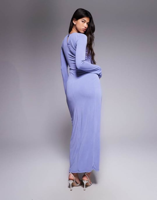 ASOS DESIGN modal twist knutdetalj maxi klänning i blå violet - Image 2