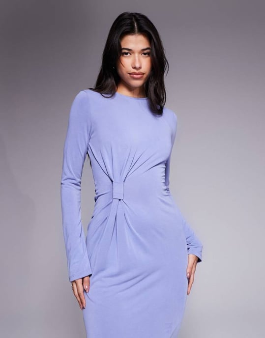 ASOS DESIGN modal twist knutdetalj maxi klänning i blå violet - Image 4
