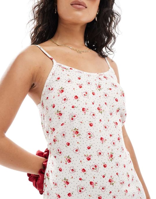 Miss Selfridge bandig scoop neck maxiklänning i hjärttryck - Image 2