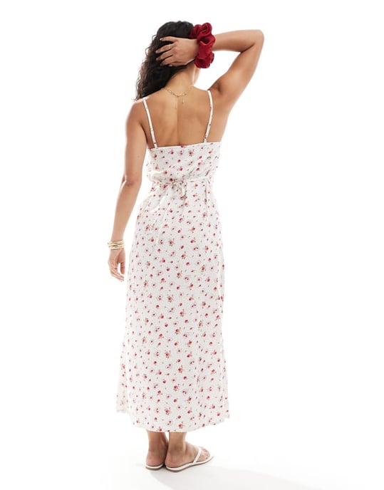 Miss Selfridge bandig scoop neck maxiklänning i hjärttryck - Image 3