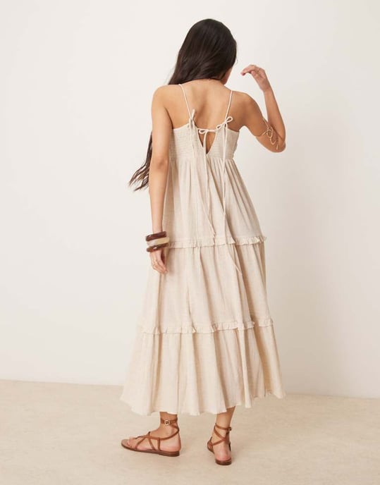 ASOS DESIGN krinklad cami maxiklänning i havre - Image 3