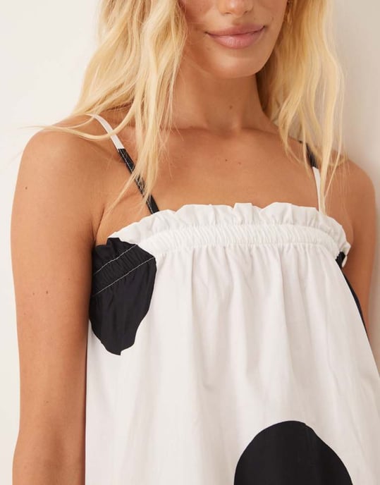 ASOS DESIGN poplin trapezklänning i prickar - Image 3