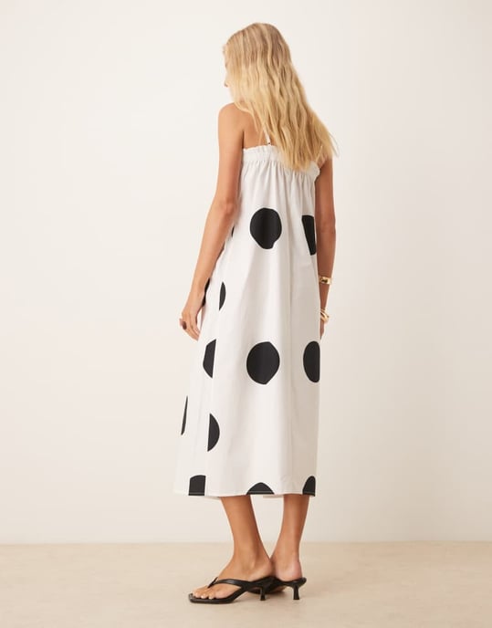 ASOS DESIGN poplin trapezklänning i prickar - Image 4