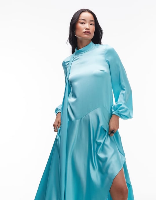 ASOS ARCHIVE satsmaxiklänning med sänkt midja och scarfdetalj i turkos - Image 3
