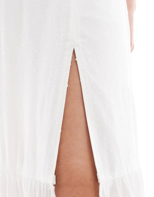 Hollister fyrkantig halslining babydoll maxiklänning med en slits i vitt - Image 2