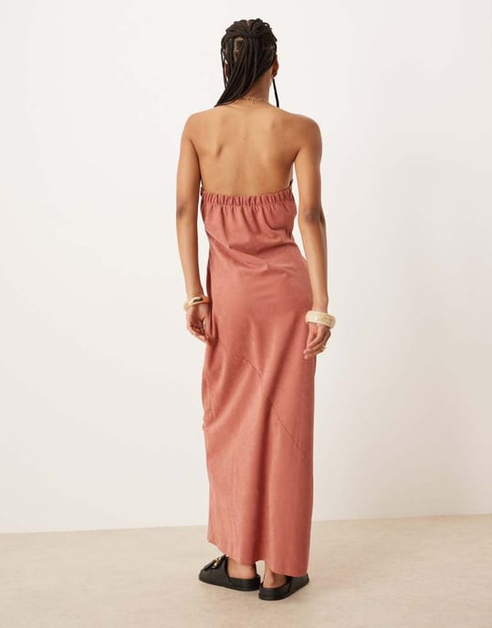 ASOS DESIGN bandeau maxiklänning i terrakotta - Image 3