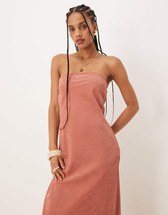 ASOS DESIGN bandeau maxiklänning i terrakotta - Image 4