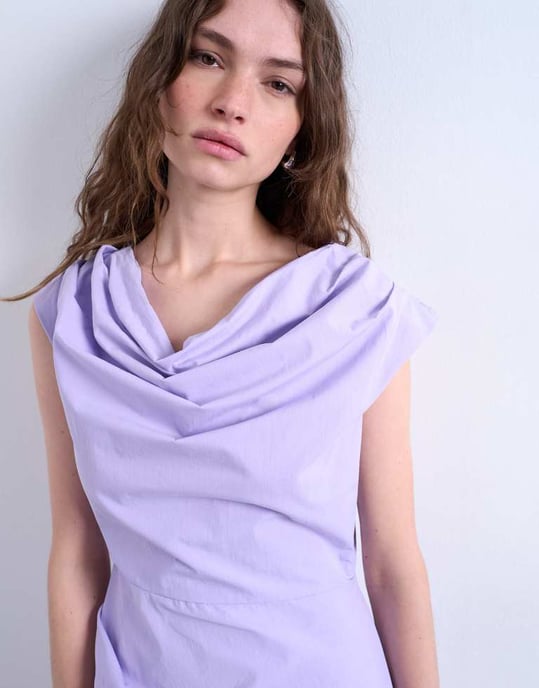 Topshop draperad detalj ren mini klänning i lilak - Image 3