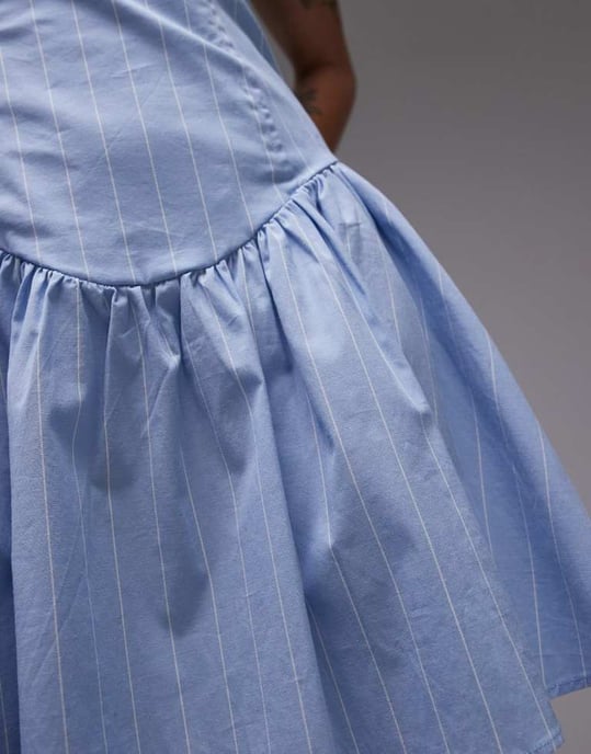 WeWoreWhat korsett peplum mini klänning i blåa ränder - Image 3
