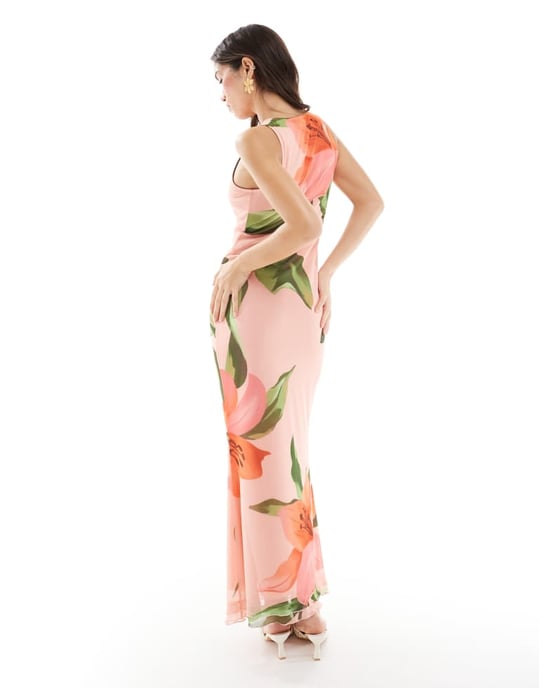 Vero Moda ärmlös sömlös klänning i överväldigande hibiskusblommönster - Image 3