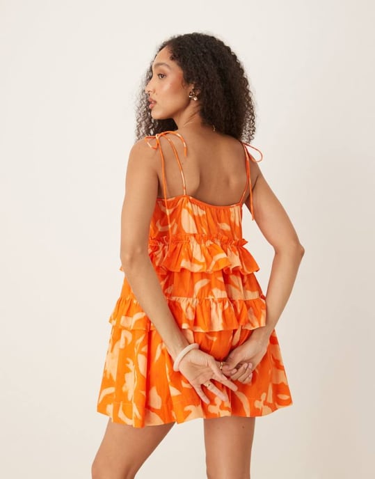 ASOS DESIGN volang flerdelad mini sundress i mönster - Image 3