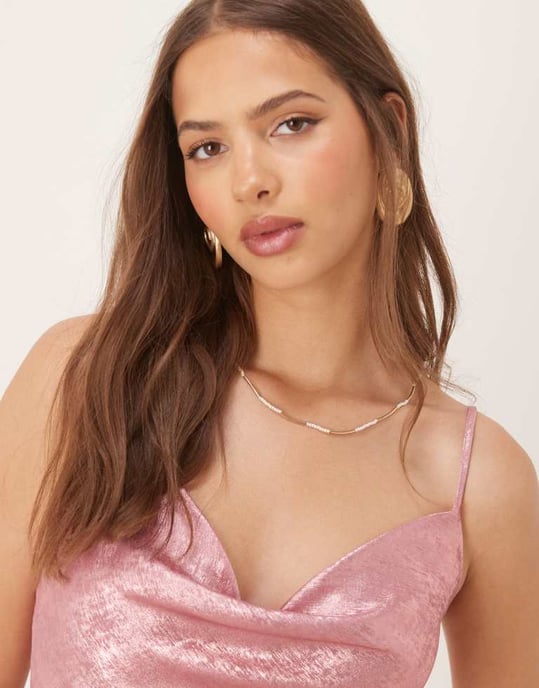 Vila cowl halsringning mini camisole klänning i rosa glans - Image 3
