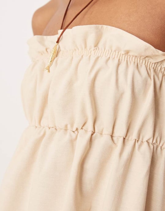 ASOS DESIGN volangbyst mini-klänning i rökig taupe - Image 3
