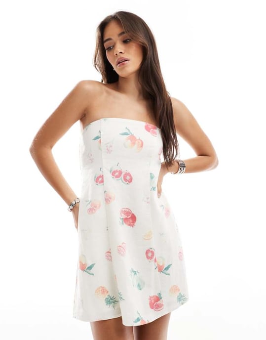 Hollister bandeau linneblandning mini klänning i frukttryck - Image 1