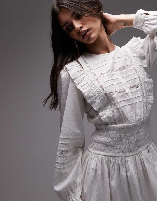 Topshop prärie mini teklänning i vitt - Image 2