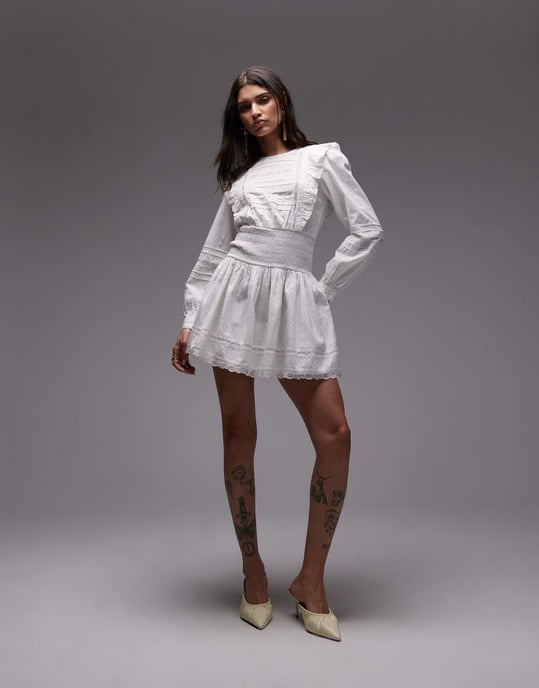 Topshop prärie mini teklänning i vitt - Image 3
