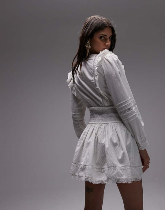 Topshop prärie mini teklänning i vitt - Image 4