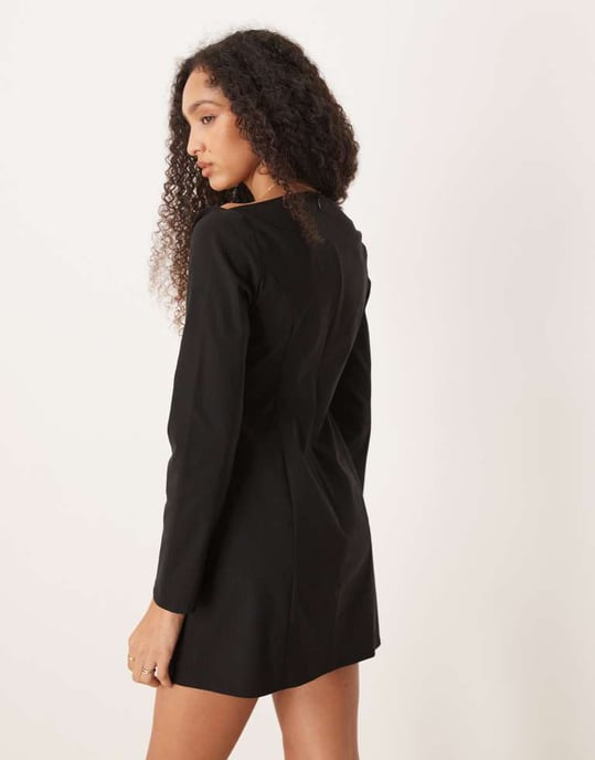 ASOS DESIGN fyrkantig halsringning miniklänning i svart - Image 3