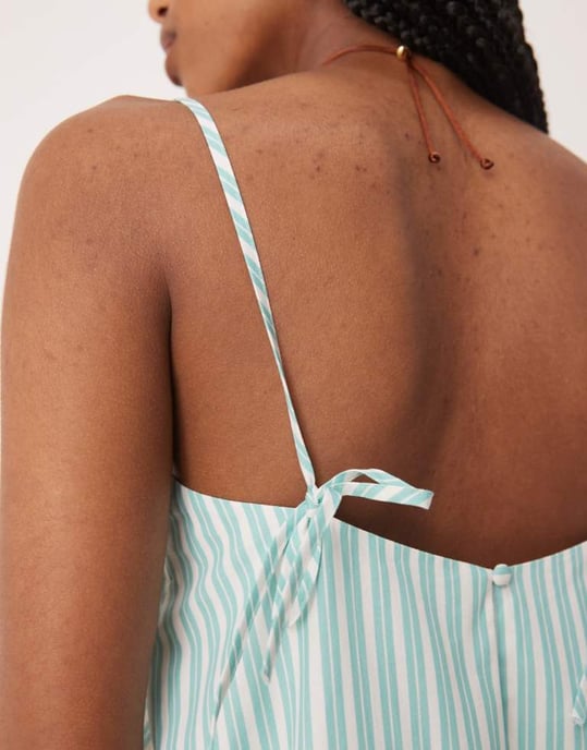 ASOS DESIGN cami puffboll miniklänning i grön rand - Image 2