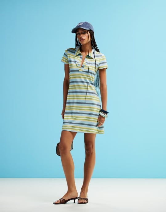 ASOS DESIGN kortärmad polo mini klänning i multi rand - Image 3