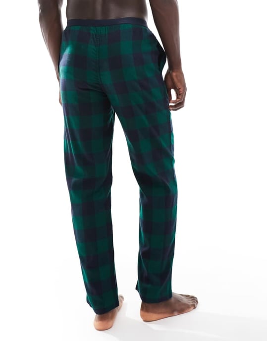 Tommy Hilfiger Original flanell loungebyxor i grön rutig design - Image 4