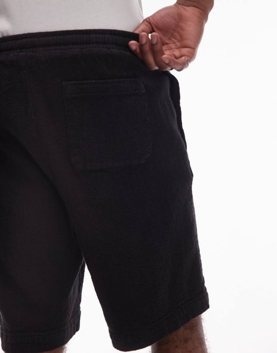 Topman strukturerade bermudashorts i svart - Image 2