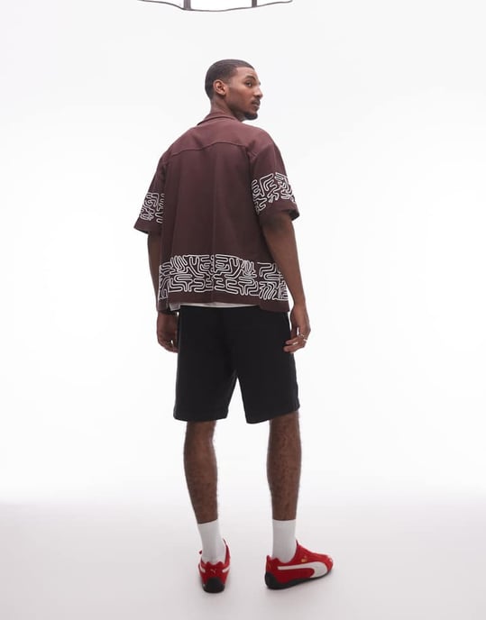 Topman strukturerade bermudashorts i svart - Image 3