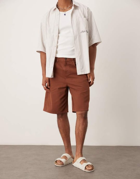 ASOS DESIGN lång längd mockalook jorts i brun - Image 1