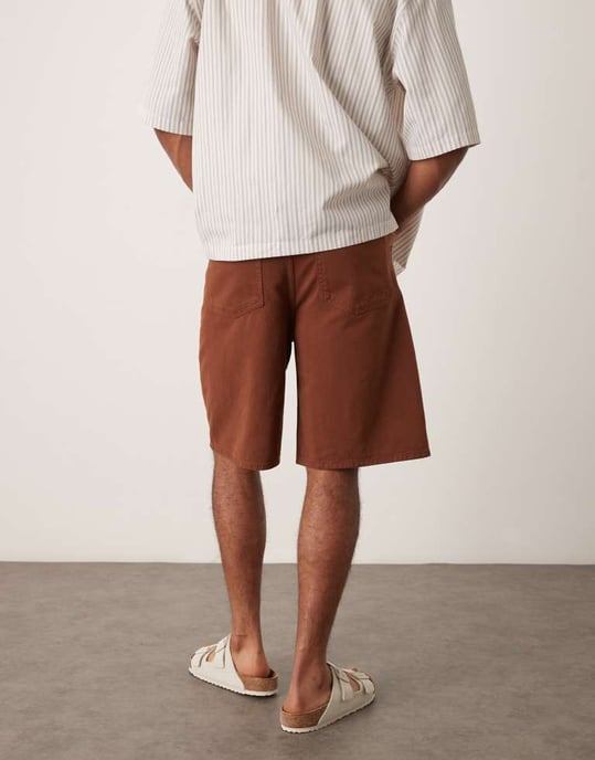 ASOS DESIGN lång längd mockalook jorts i brun - Image 3