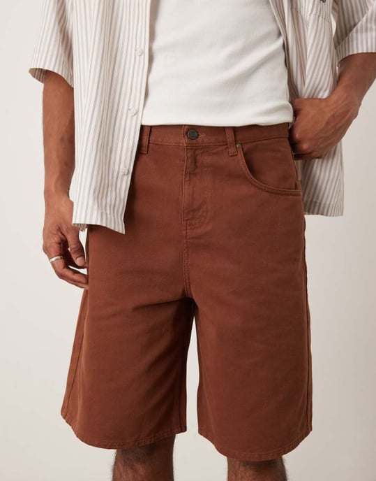 ASOS DESIGN lång längd mockalook jorts i brun - Image 4