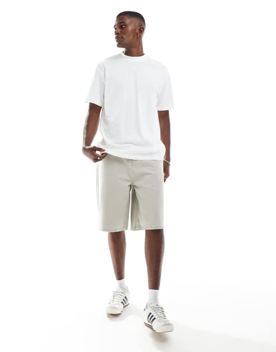 ASOS DESIGN lång denimshorts i ljus tvättad blå - Image 2