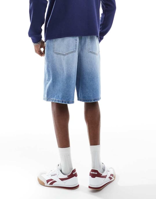 ASOS DESIGN längre denimshorts i ljus tvättblå - Image 2