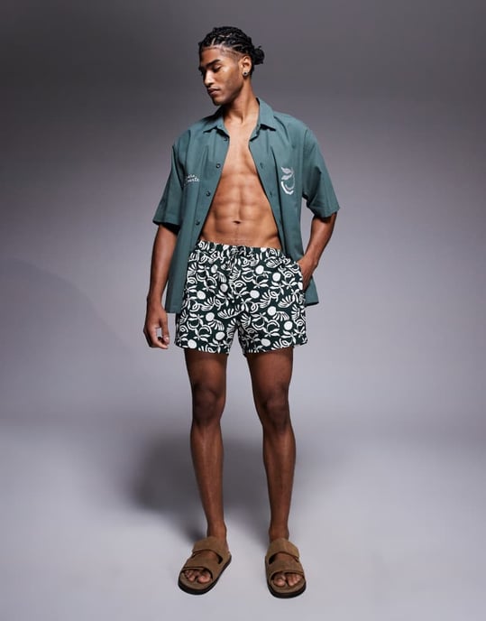 ASOS DESIGN koordshorts i kort längd i mörkgrön - Image 2