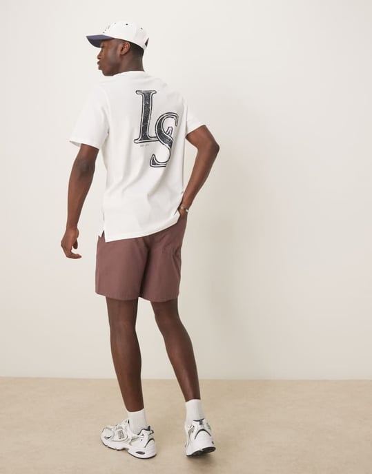 ASOS DESIGN slim medellånga lösa shorts i brun linneblandning - BRUN - Image 2