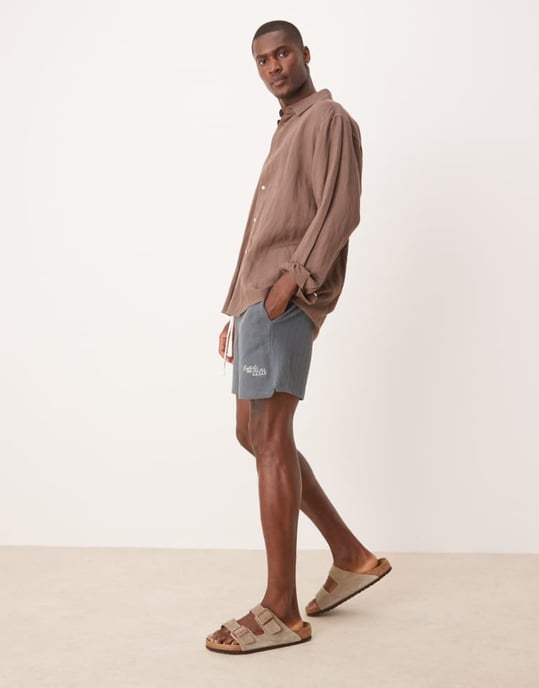 ASOS DESIGN slim 12 cm texturerade shorts i blått - Image 2