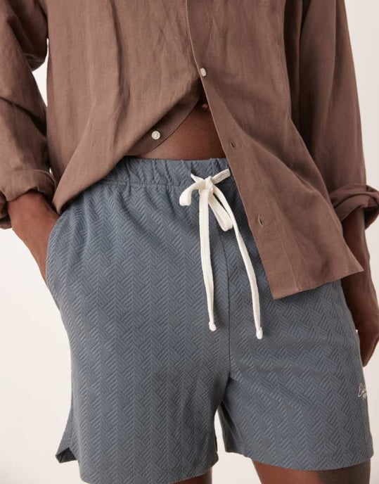 ASOS DESIGN slim 12 cm texturerade shorts i blått - Image 4