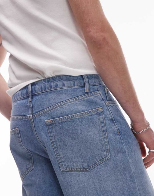 Topman denimbermuda-short i ljus tvättad blå - Image 4