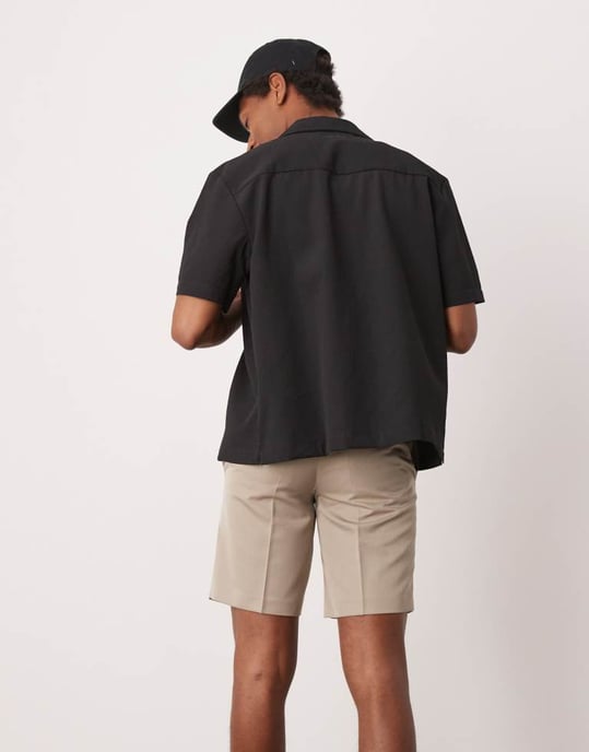 ASOS DESIGN smart raka shorts i mörk sten - Image 4