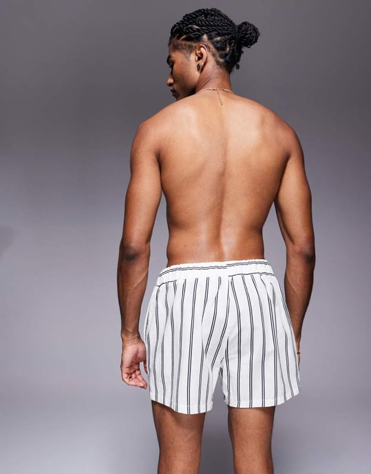 ASOS DESIGN matchande randiga shorts i kort längd med broderi i vitt - Image 2