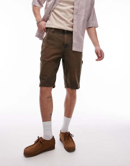 Dickies Garyville regular fit snickarjeansshorts i indigo med brun ton - Image 2