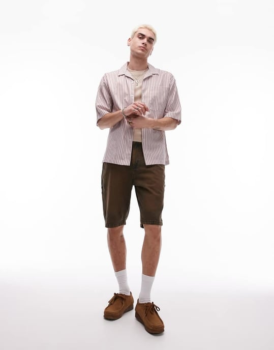 Dickies Garyville regular fit snickarjeansshorts i indigo med brun ton - Image 3