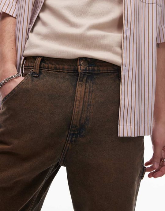 Dickies Garyville regular fit snickarjeansshorts i indigo med brun ton - Image 4