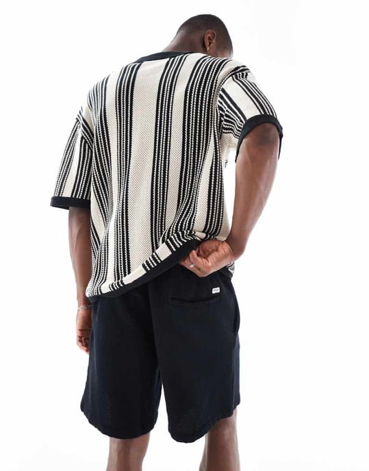 Jack & Jones våffelshorts i svart - Image 3