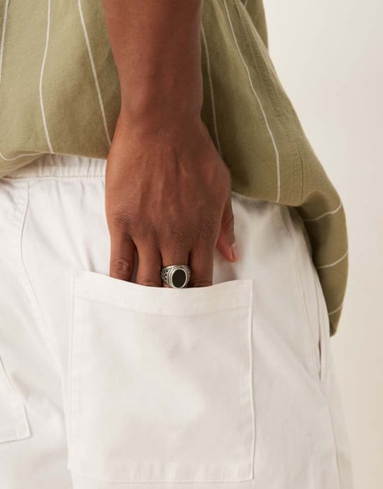 ASOS DESIGN vanlig längd dra-på lösa shorts i vit - VIT - Image 3
