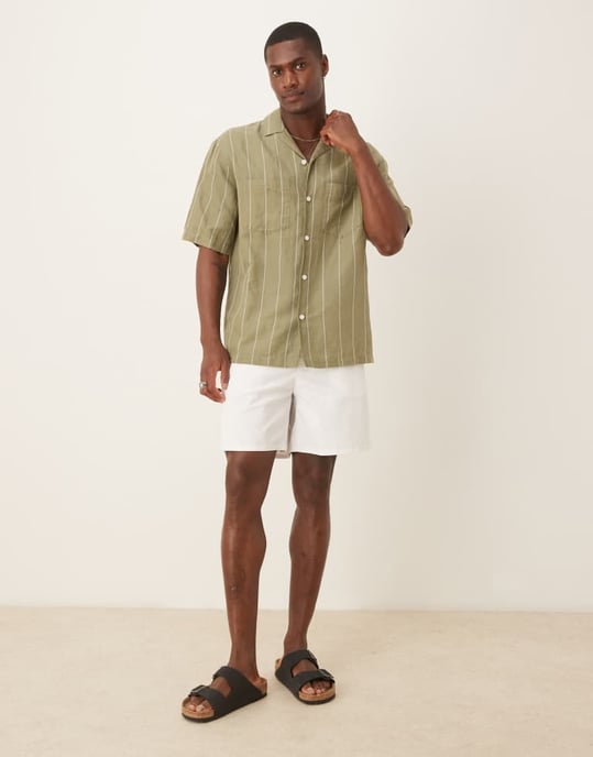 ASOS DESIGN vanlig längd dra-på lösa shorts i vit - VIT - Image 4