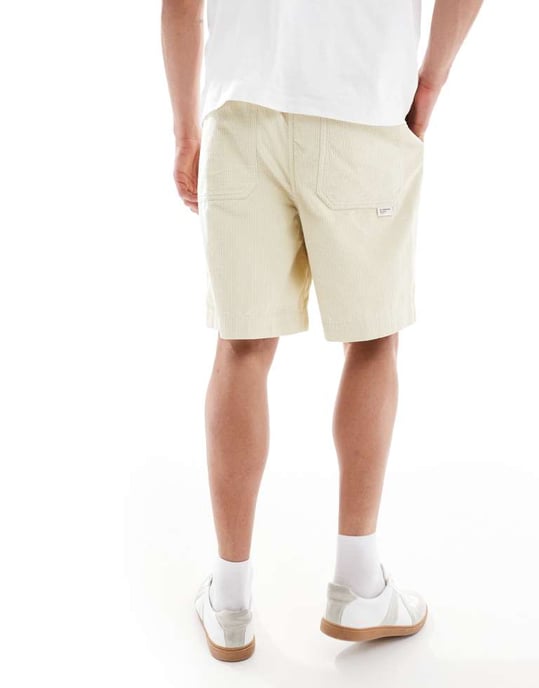 ASOS DESIGN långa kordshorts i ecru - Image 2