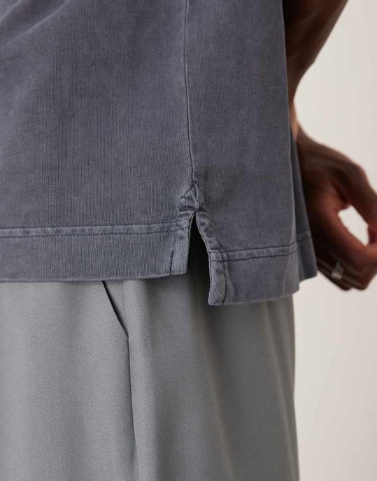 ARKET tungjersey kortärmad polo i mörkblå - Image 3