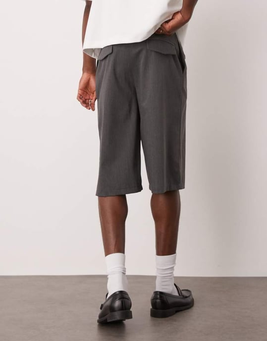 ASOS DESIGN långlinjade vida shorts i khaki - Image 2